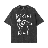 Lavado Vintage Punk Rock Band Bikini Kill Funny Meme camisetas hombres mujeres Casual manga corta de gran tamaño ropa de calle de alta calidad
