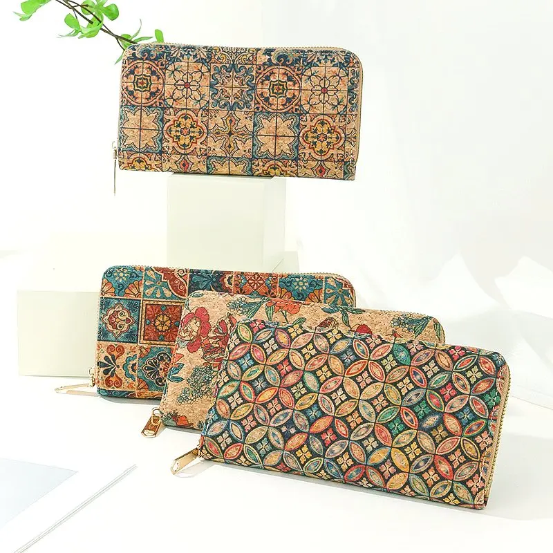 Cross Border Multifunctional Bohemian Style Short Women's Wallet, Wood Grain Multi Card Slot Wallet, Large Capacity Portable Car