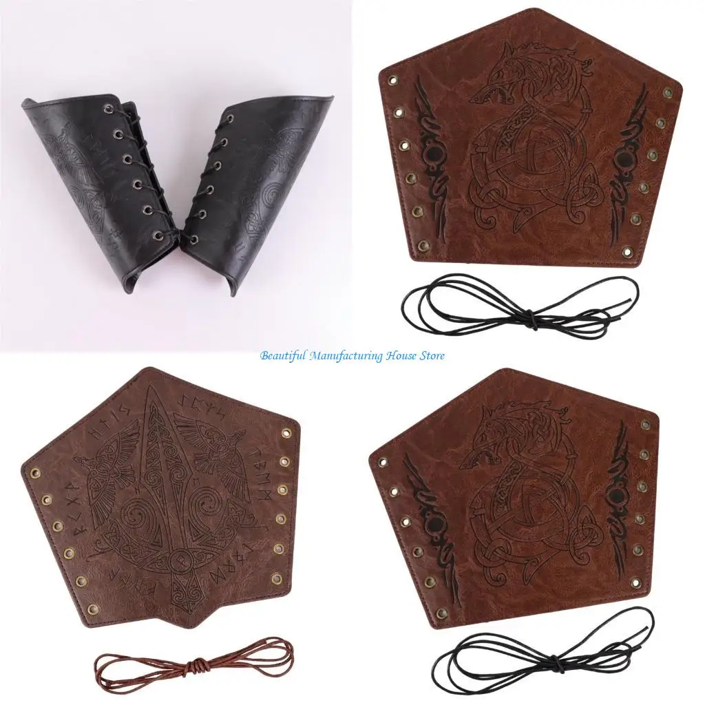 E56A Gothicism Leather Wristband Medieval Armors Bracers Wrist Jewelry Accessory