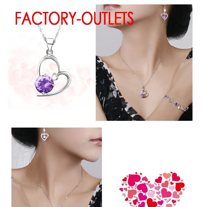 Real 925 Sterling Silver Bridal Jewelry Set Heart Pattern Romantic Style Austrian Crystal Women Girls Engagement Anniversary
