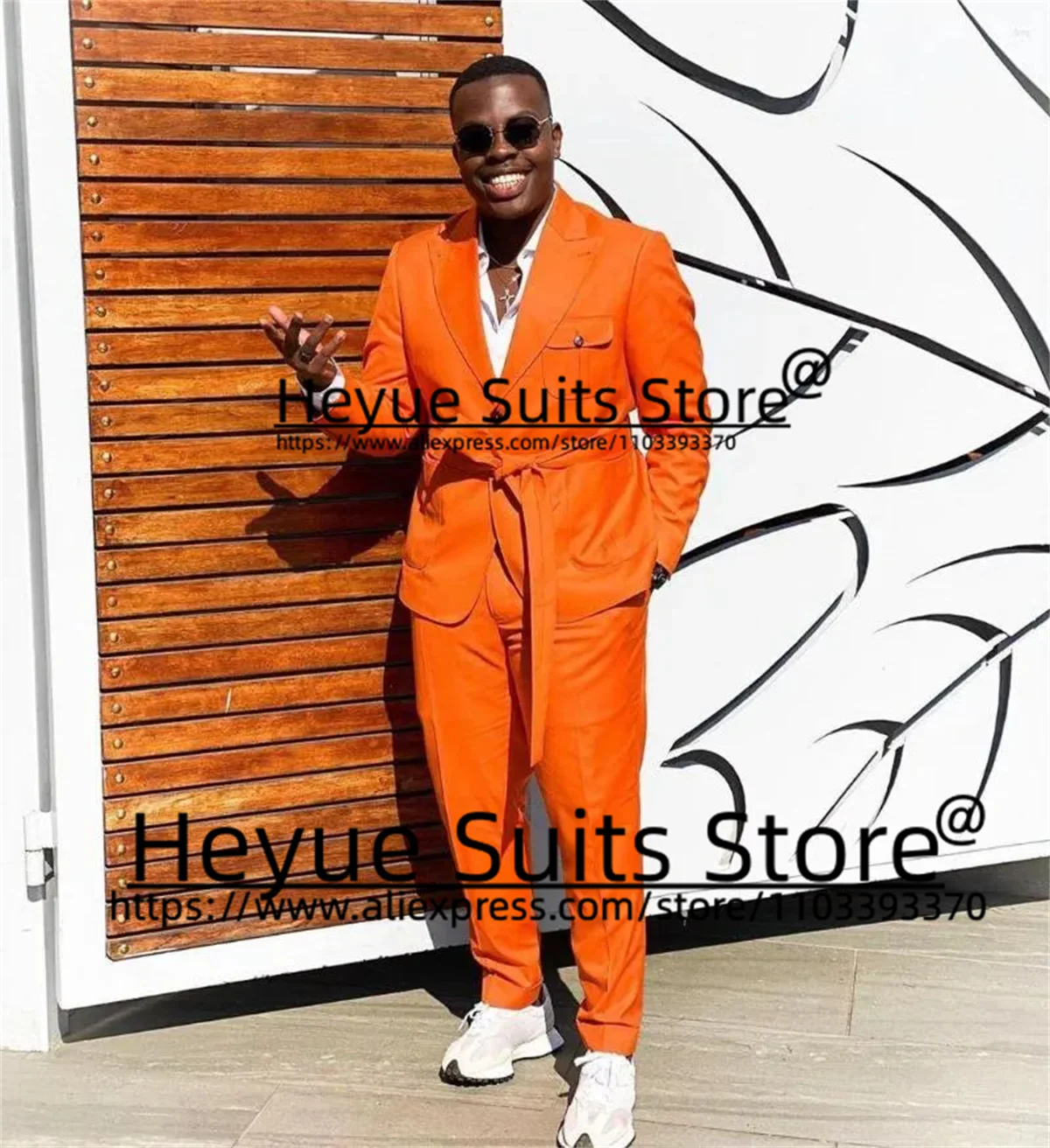 Fashion Yellow Wedding Suits For Men Slim Fit Peak Lapel Groom Formal Tuxedos Prom2 Pieces Sets Casual Male Blazer Costume Homme