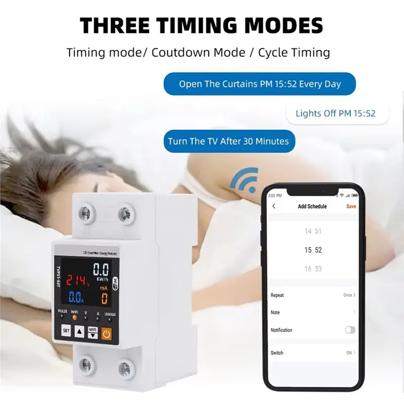 Y50A-Earth Leakage Over Under Voltage Protector Relay Device Switch Breaker Energy Power Kwh Meter 63A TUYA Wifi Circuit