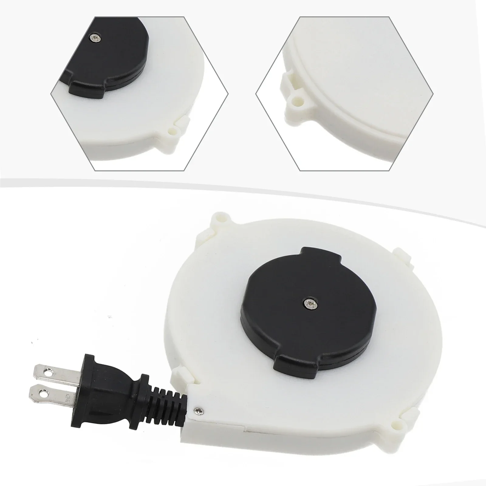 1x White Line Dial Auto Retractable Power Reel Cable With Multiple Plug Options For Global Compatible With Various Socket Types