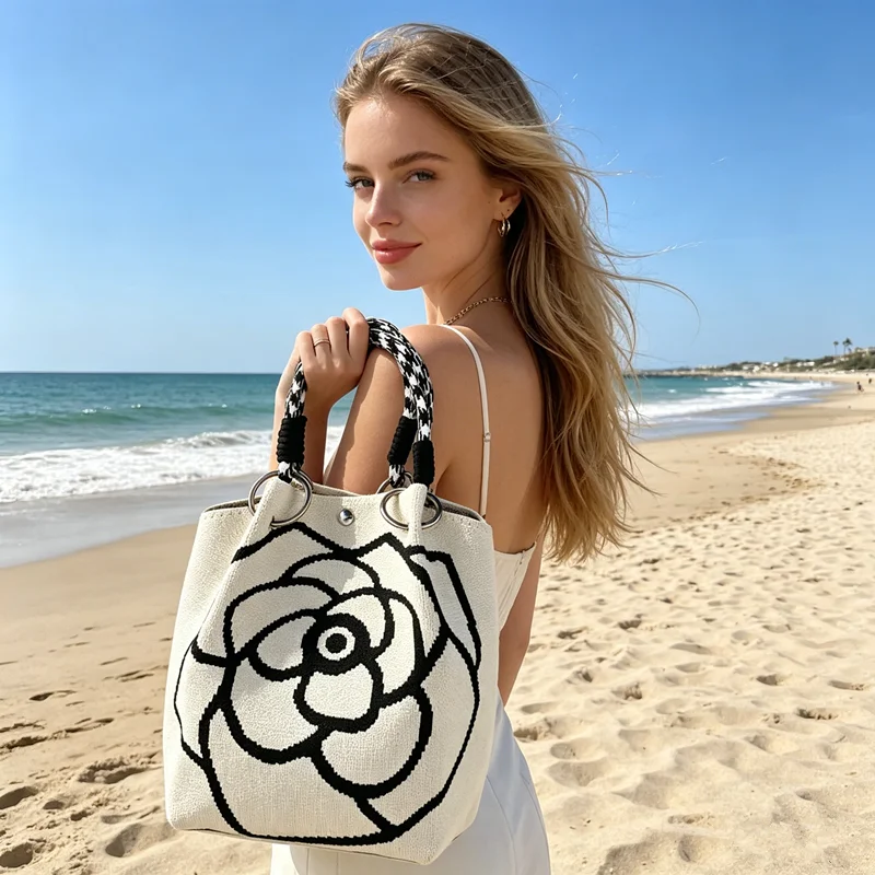 Women's Multicolored Handbag with Buckle Closure Adjustable Shoulder Strap Spacious Tote Bags for Women Work Travel Clutch Purse