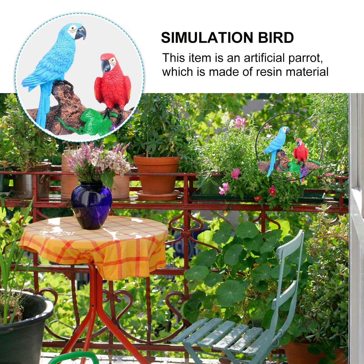 

Simulation Parrot Resin Hanging Ornament Realistic Adorable Home Garden Wall Art Decor Gift Simulation Parrot Bird Model