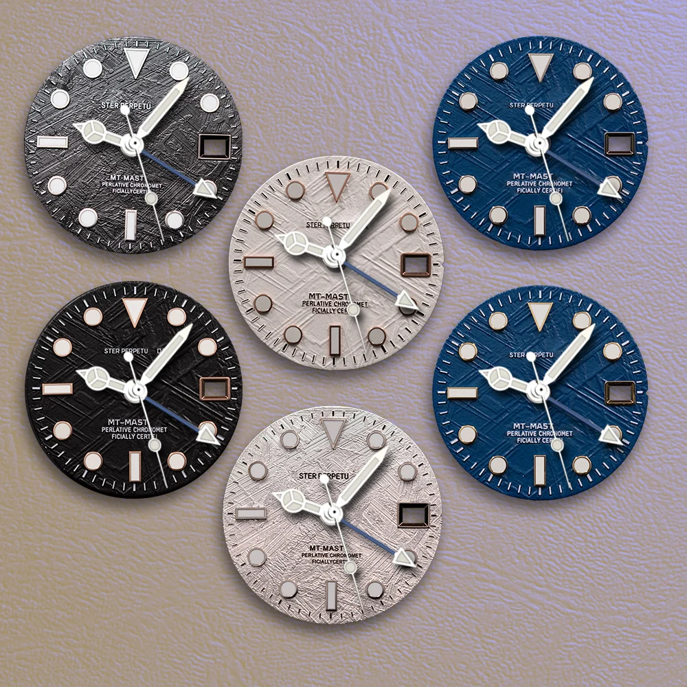 Best sellers 28.5mm S Logo Meteorite GTM Dial Silver Frame Ice Blue Luminous Fit NH34 Movement Watch Modification Accessories