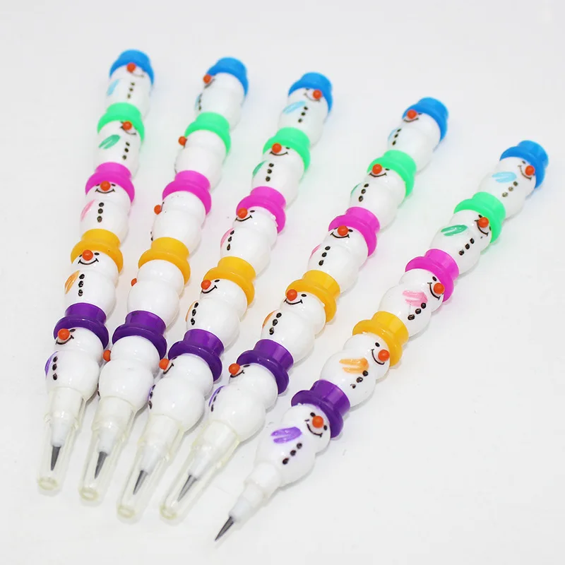 5Pcs Cute Creative Snowman 5 Sections Block Pencil Removable Cartoon Fun student school supplies Children's birthday party gift