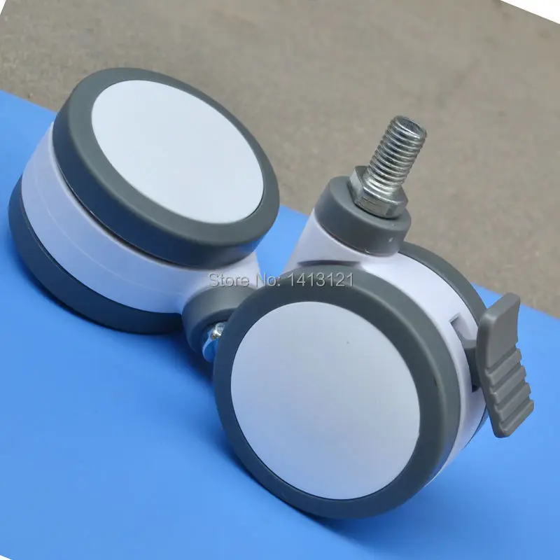 4-Inch Screw Rod Furniture Caster Full Plastic Universal Swivel Medical Equipment Instrument Wheel With Brake