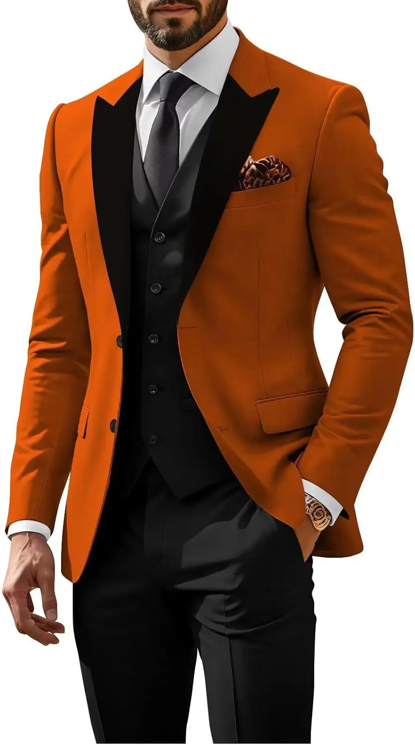 

Mens Suits 3 Piece Slim Fit Men's Regular Suit for Men Tuxedo Suit for Wedding Homecoming Prom Pants Vest Set