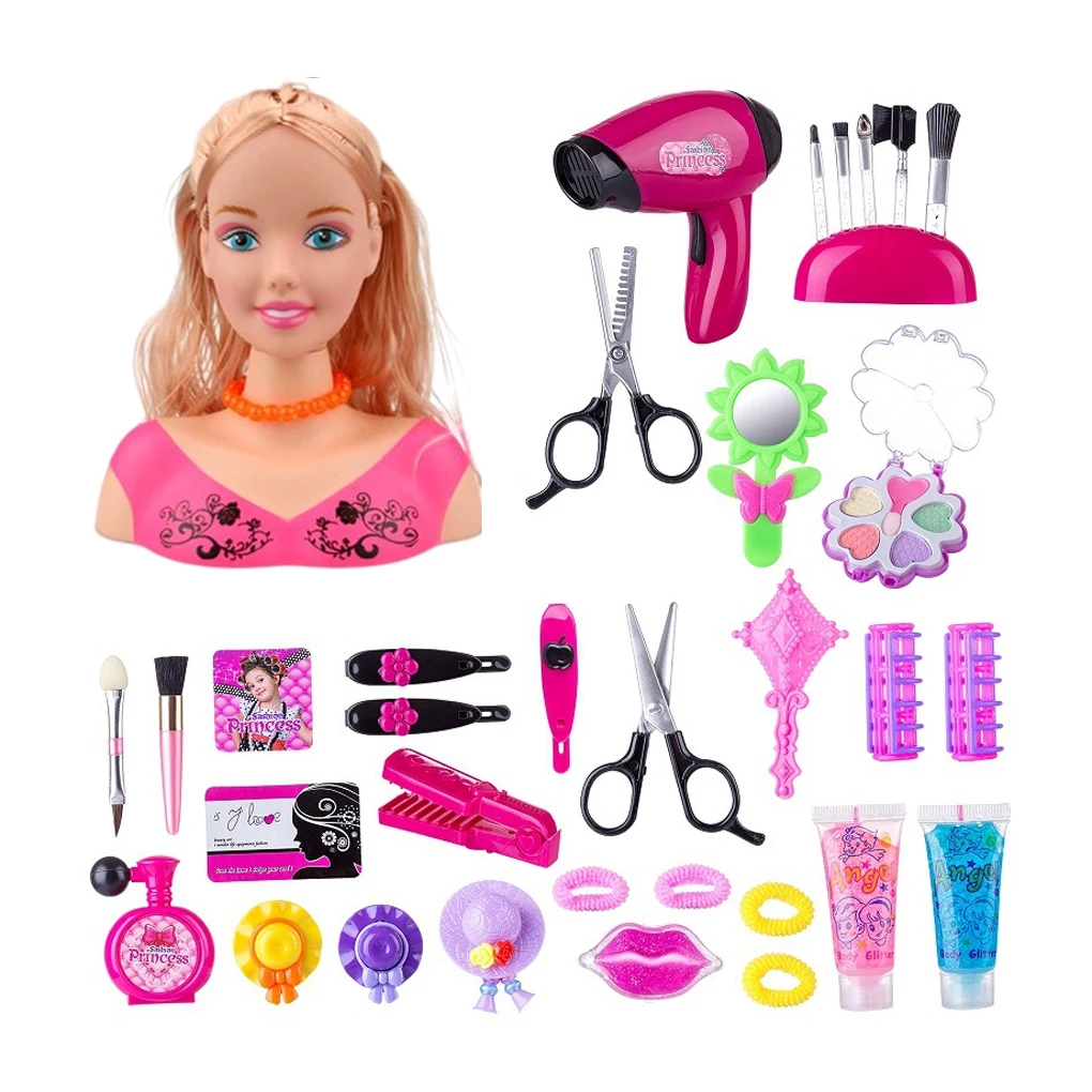 Dolls Styling Head Makeup Comb Hair Toy Doll Set Pretend Play Princess Dressing Play Toys Half Body Makeup Hairstyle Doll