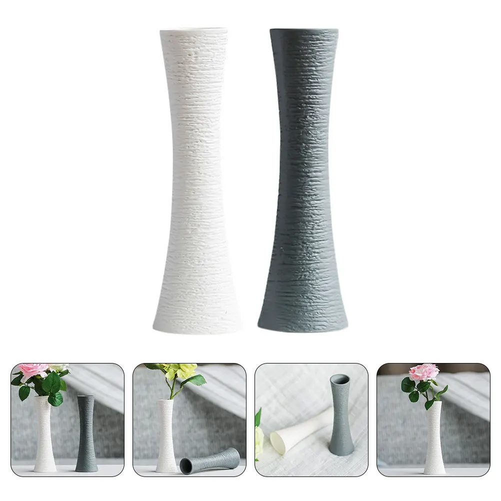

2Pcs Ceramic Vase Premium Solid Color Simple Design Desktop Vase for Home Office Decor Flower Arrangement Container Dried