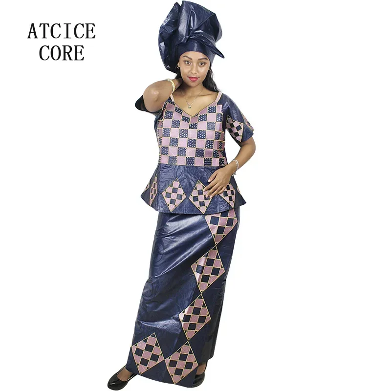 African Dress For Woman Bazin Riche Embroidery Design Dress Long Dress With Rapper