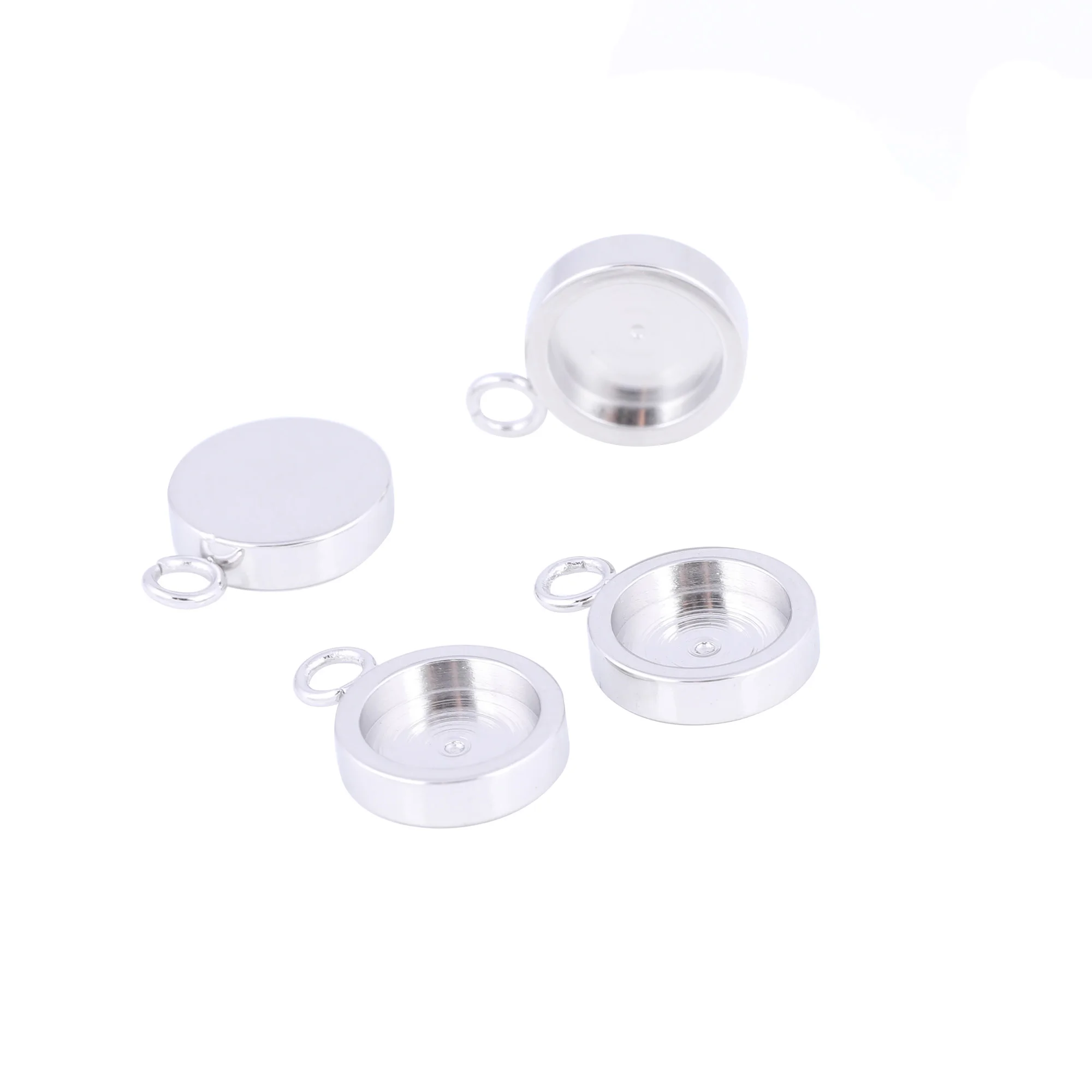 20 szt. Ze stali nierdzewnej 6mm 10mm 16mm 16mm kaboszon nastawy Diy Charm tace wiszące naszyjnik Diy blanki do wyrobu biżuterii