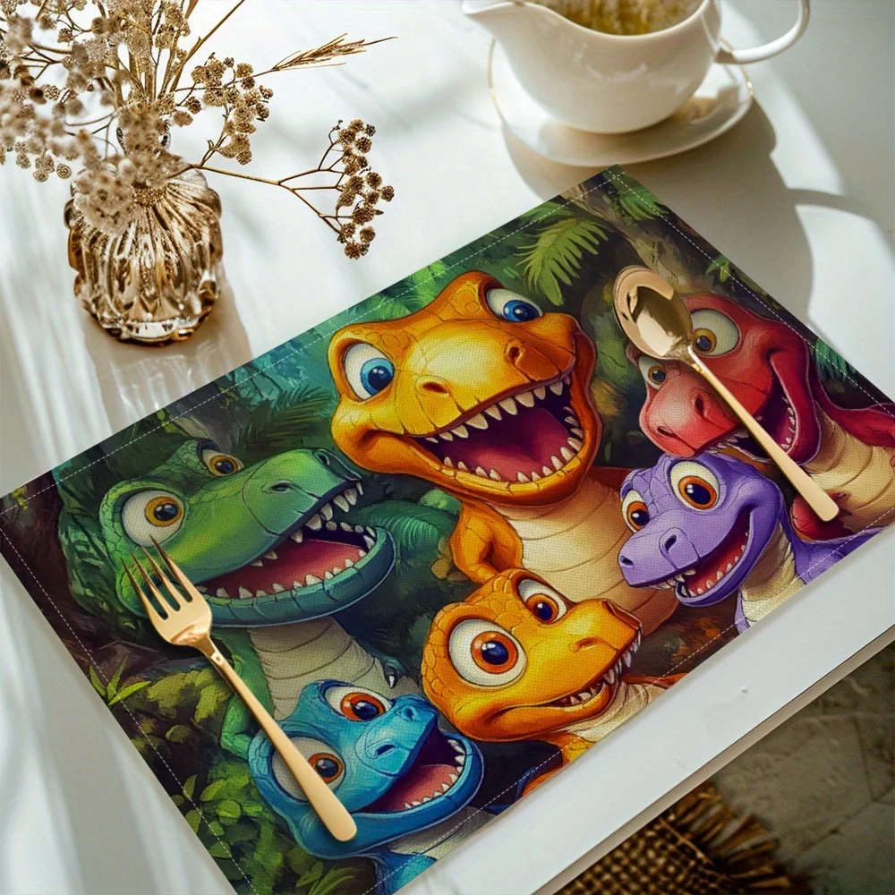 VIKAMA 4PC Cartoon Dinosaur Mat Cute Dinosaur Dining Table Parent Child Restaurant Children's Room Decoration
