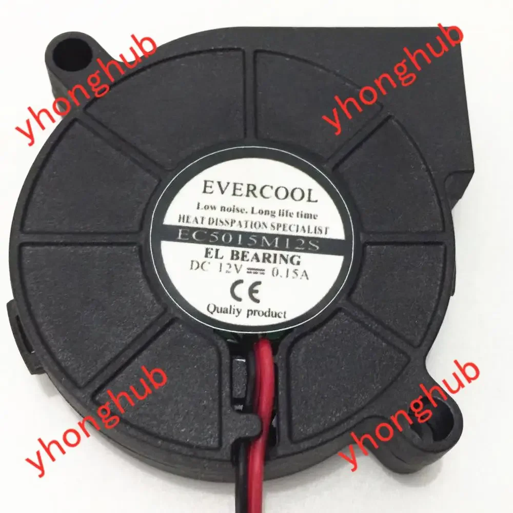 EverCool EC5015M12S DC 12V 0,15A 50x50x15mm Ventilador de resfriamento de servidor de 2 fios