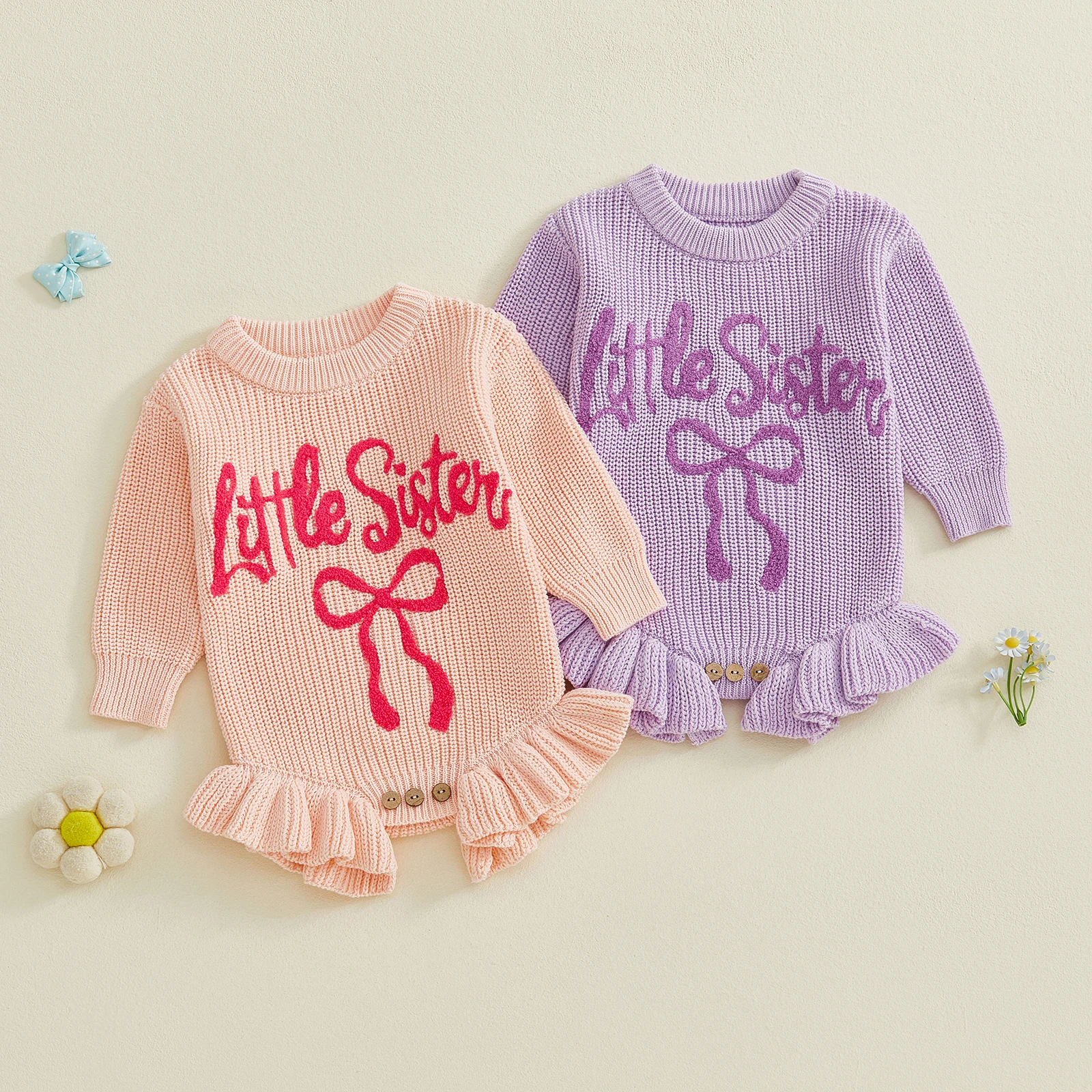 

Теплый комбинезон с длинными рукавами и круглым вырезом для маленьких девочек, вязаный комбинезон с вышивкой, милый зимний теплый хлопковый комбинезон с буквенным бантом