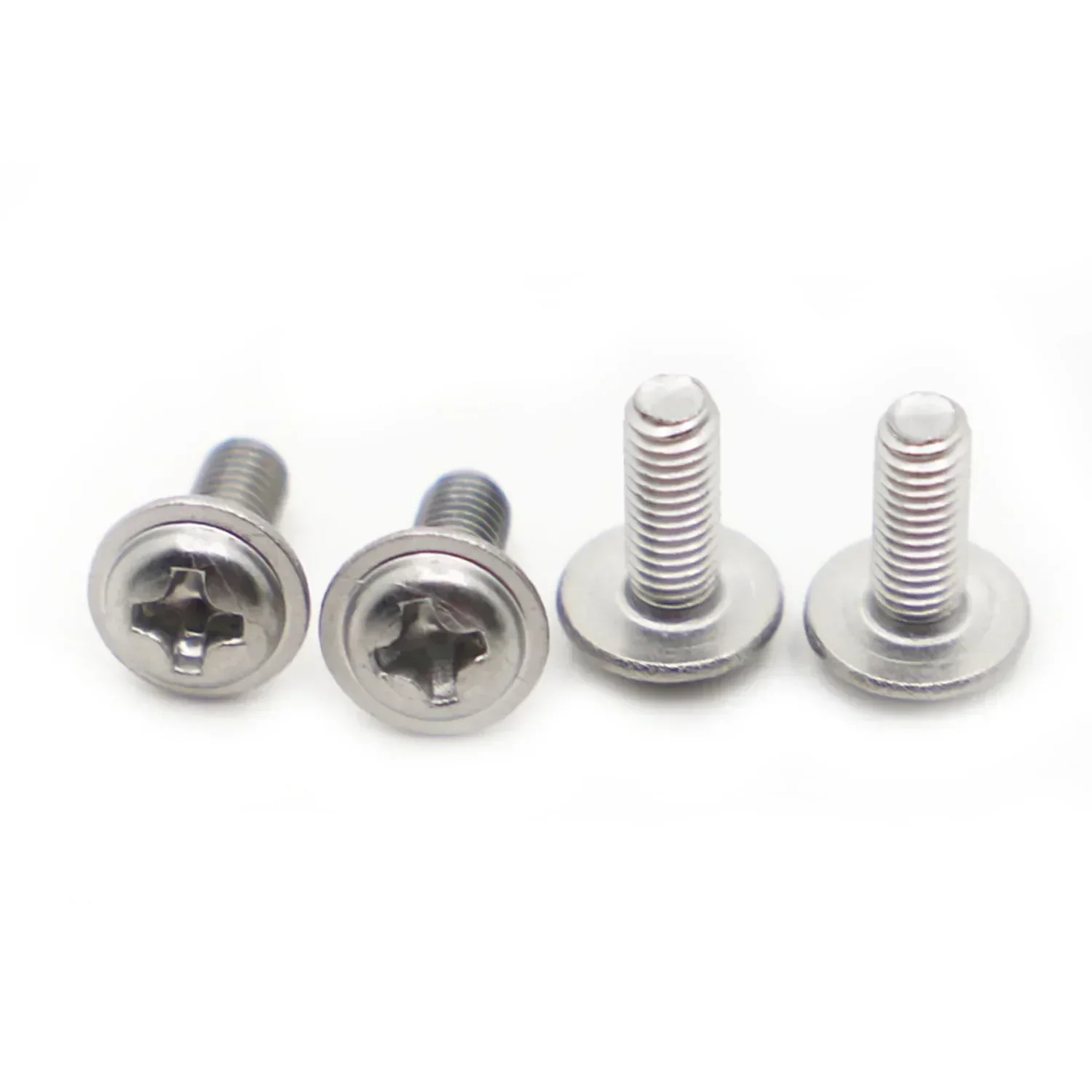 304 Stainless Steel PWM Cross Phillips Pan Round Truss Head With Washer Padded Collar Screw Bolt M1.4 M2 M2.5 M3 M4 M5 M6 DIN967