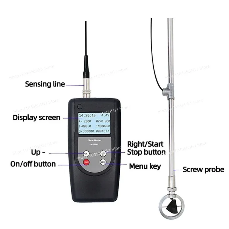 FM-100V5 Portable Digital Water Flow Meter 0.01-5.00 m/s for Open Channel River Reservoir Field Irrigation