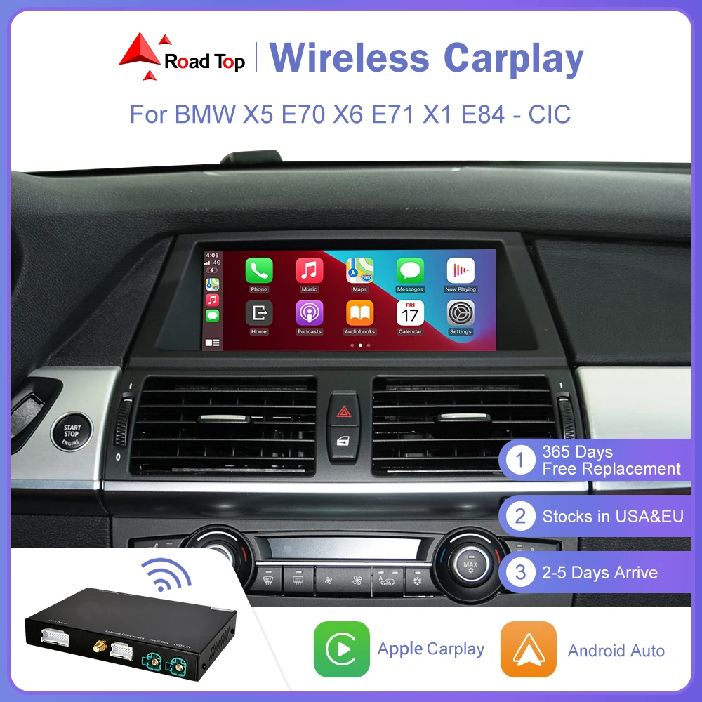 Wireless CarPlay for BMW CIC System X5 E70 X6 E71 2011-2013 X1 E84 2009-2015 with Android Auto Mirror Link AirPlay Play Function