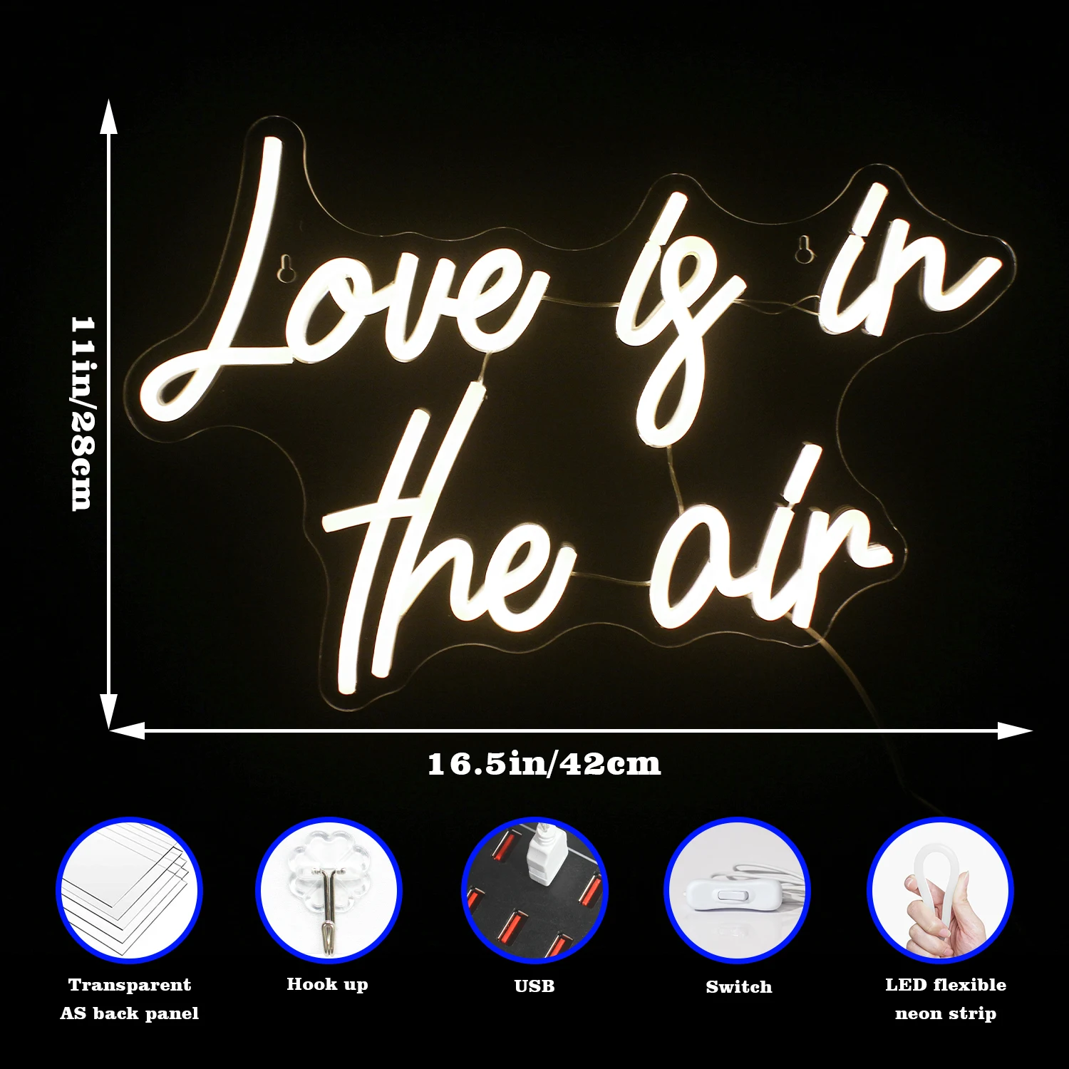 Love is in the air Warm White Neon  Led Neon Light Wedding Party Hotel Home Wall Decor Marriage Girls Neon Light Board 5V USB