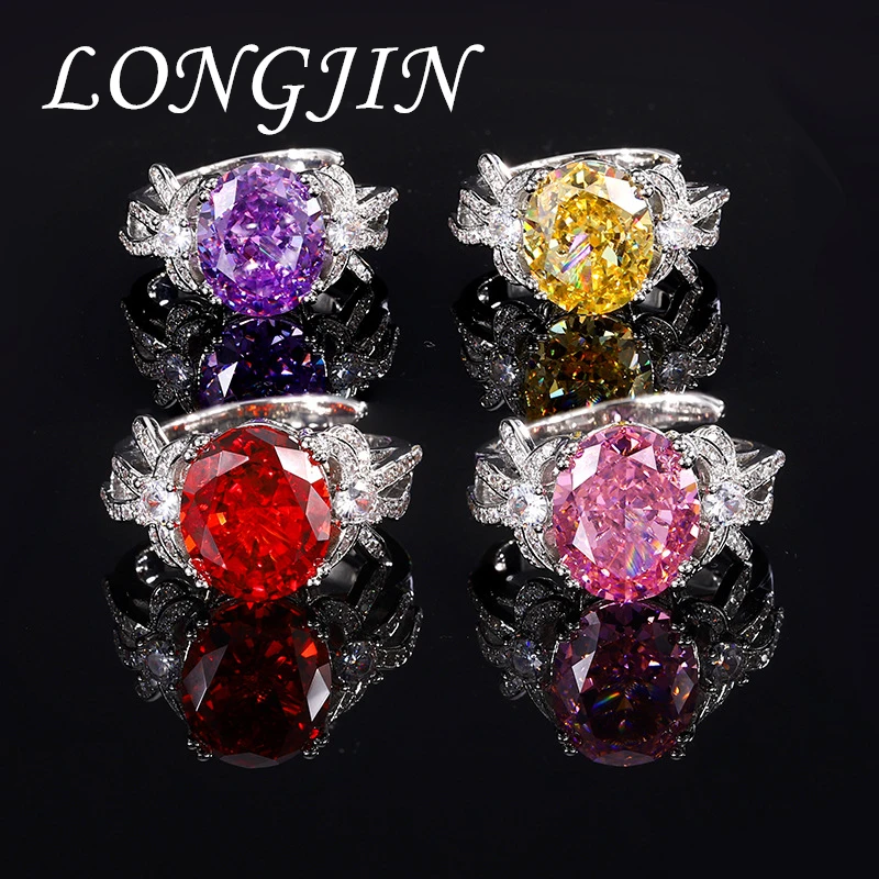 10*12mm Claw Inlaid Round Purple High Carbon Diamond Cut 5A+ Quality Adjustable Ring Women Jewelry Wedding Ring Set for Couple