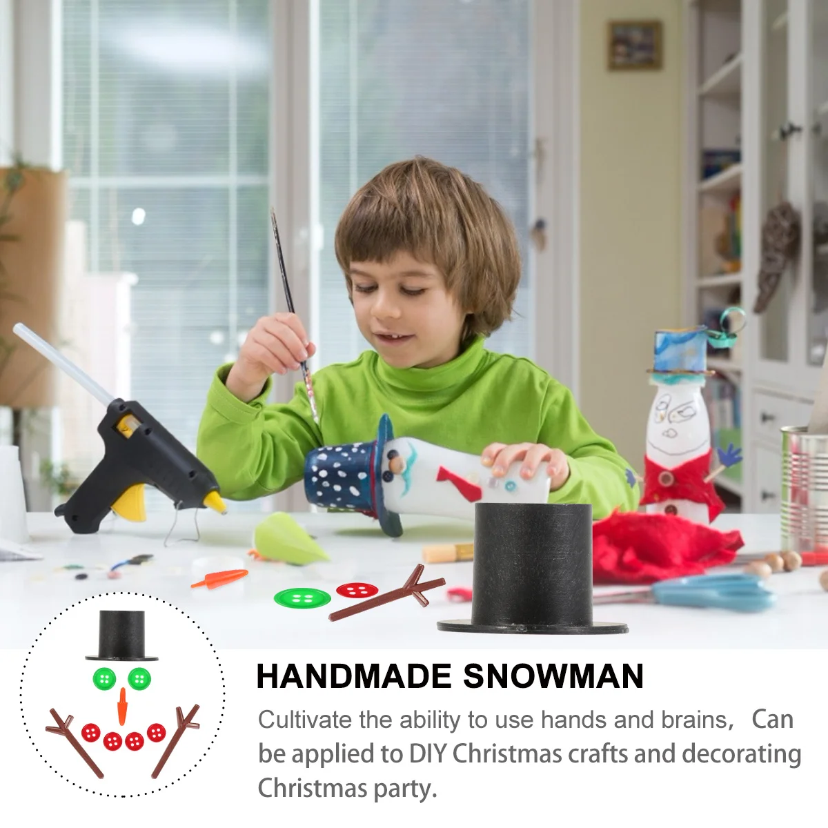 50セット手作りDIY雪だるまクラフトキットミニクリスマス帽子ニンジンクリスマスパーティー装飾クリスマスオーナメントDIY雪だるま