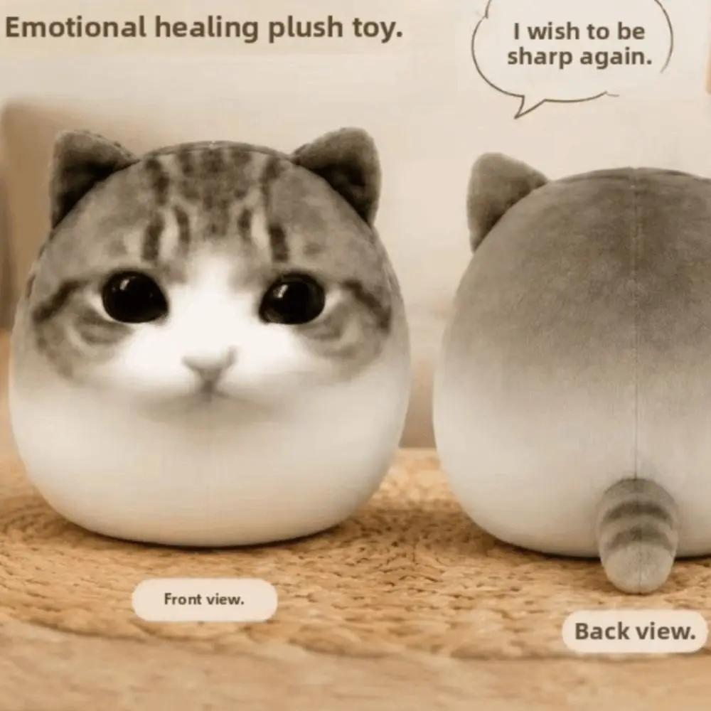 Funny Round Chubby Tabby Meme Cat Pillow Soft Fluffy Crispy Angle Cat Cartoon 15/25/35/45cm Cat Animal Home Decor