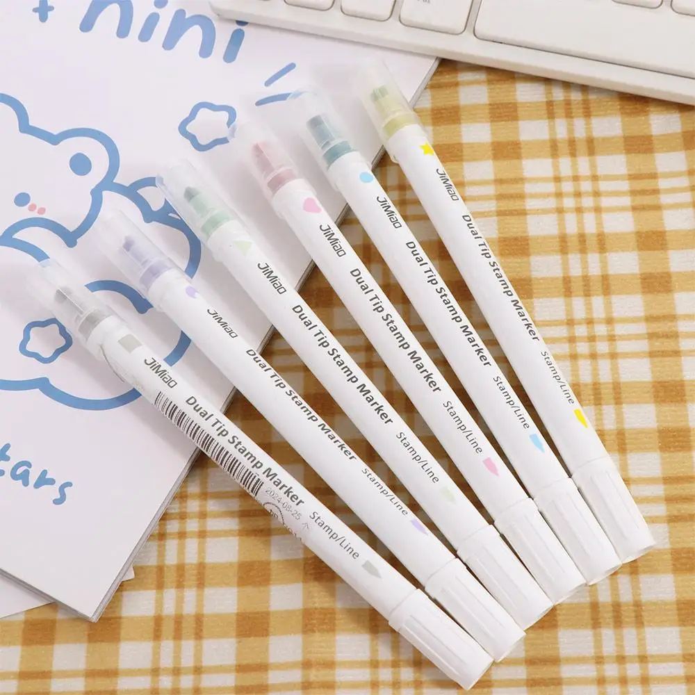 

Stars Moon Children's Seal Watercolor Pen Heart Marking Double Headed Seal Pen Graffiti Handmade Fluorescent Marker Student