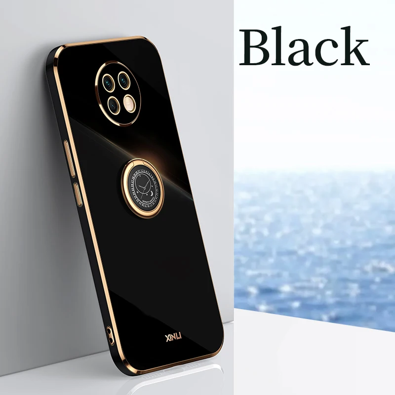 Plating Finger Ring Holder Phone Case For Xiaomi Redmi note 9T 9 T redmi9T note9 T Nfc Luxury Soft Silicone Stand Cover