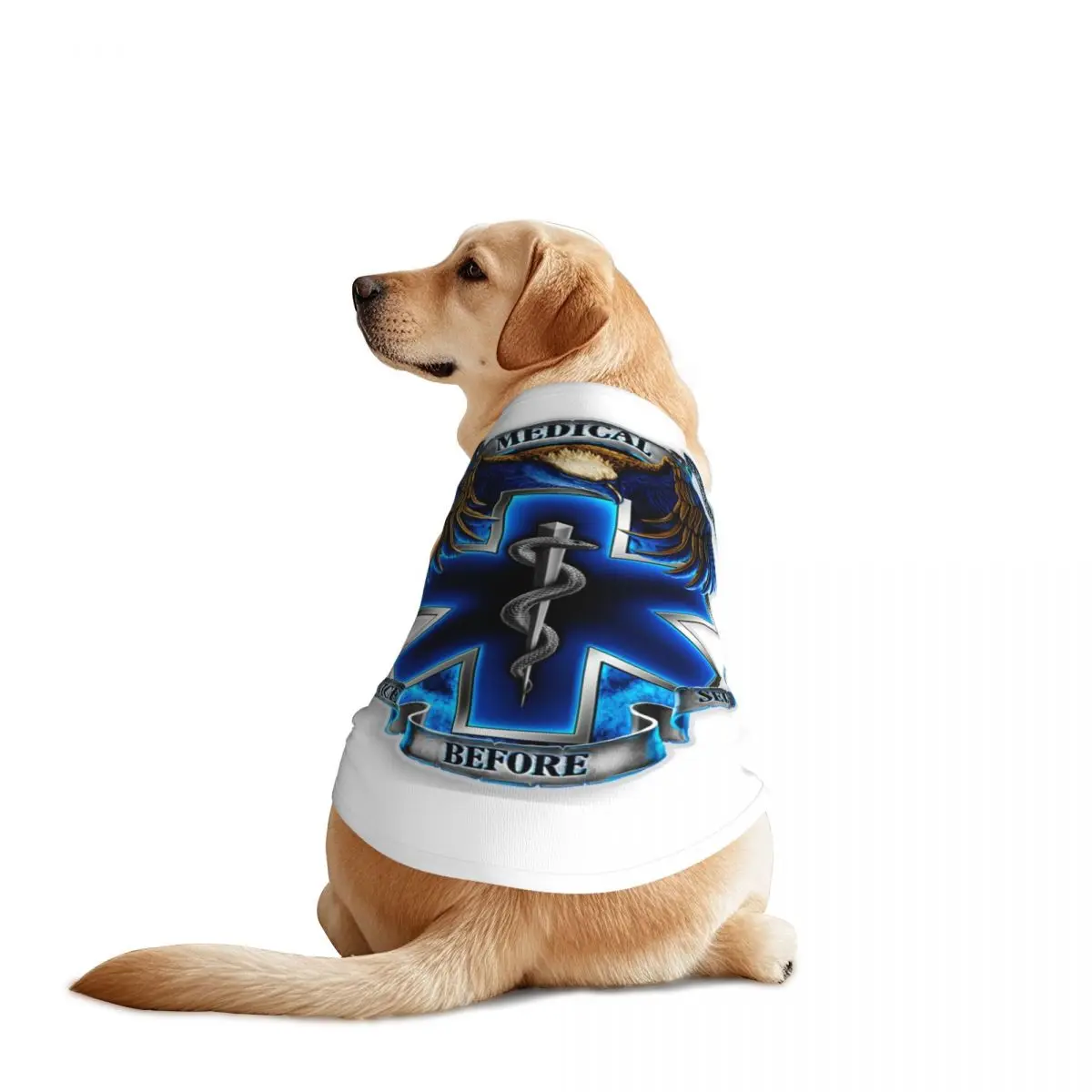 Ropa personalizada para perros con Logo de estrella de la vida Emt, chaleco transpirable fino para el cuidado de la salud paramédico, chaqueta grande para perros, accesorios para mascotas