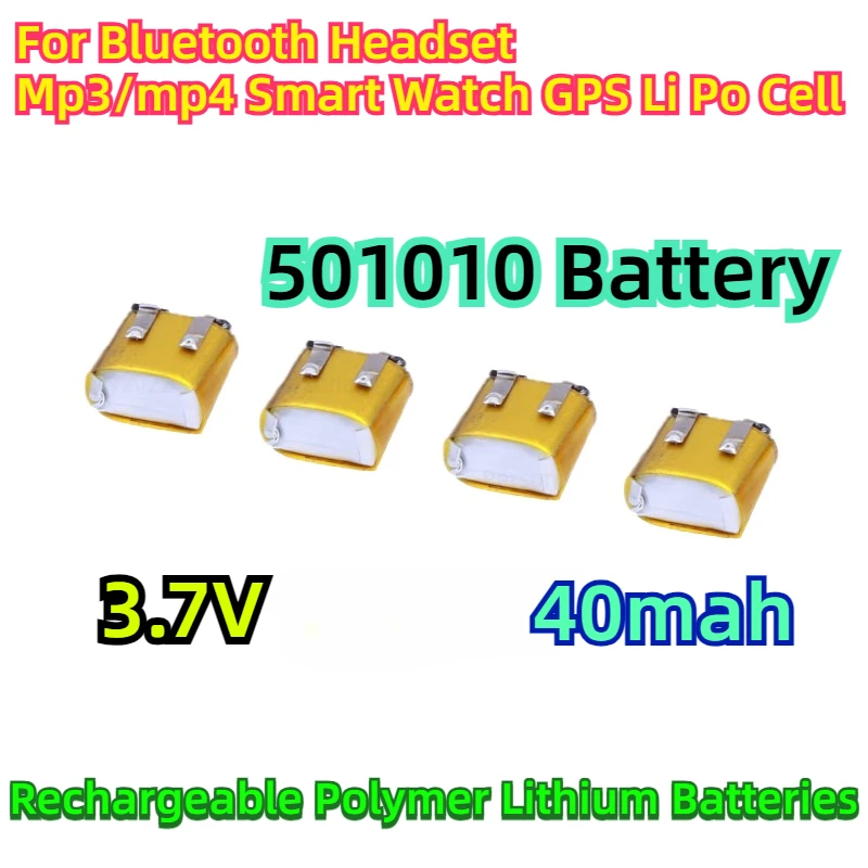 

For Bluetooth Headset Mp3/mp4 Smart Watch GPS Li Po Cell 501010 Battery 3.7V 40mAh Lipo Rechargeable Polymer Lithium Batteries