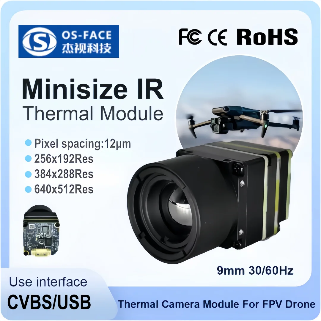 JS 640X512 384X288 256X192 9,1 MM Objektiv Wärmebildkamera für FPV-Drohnen mit CVBS-Schnittstelle Longwave IR 12um Micro-Kameramodul
