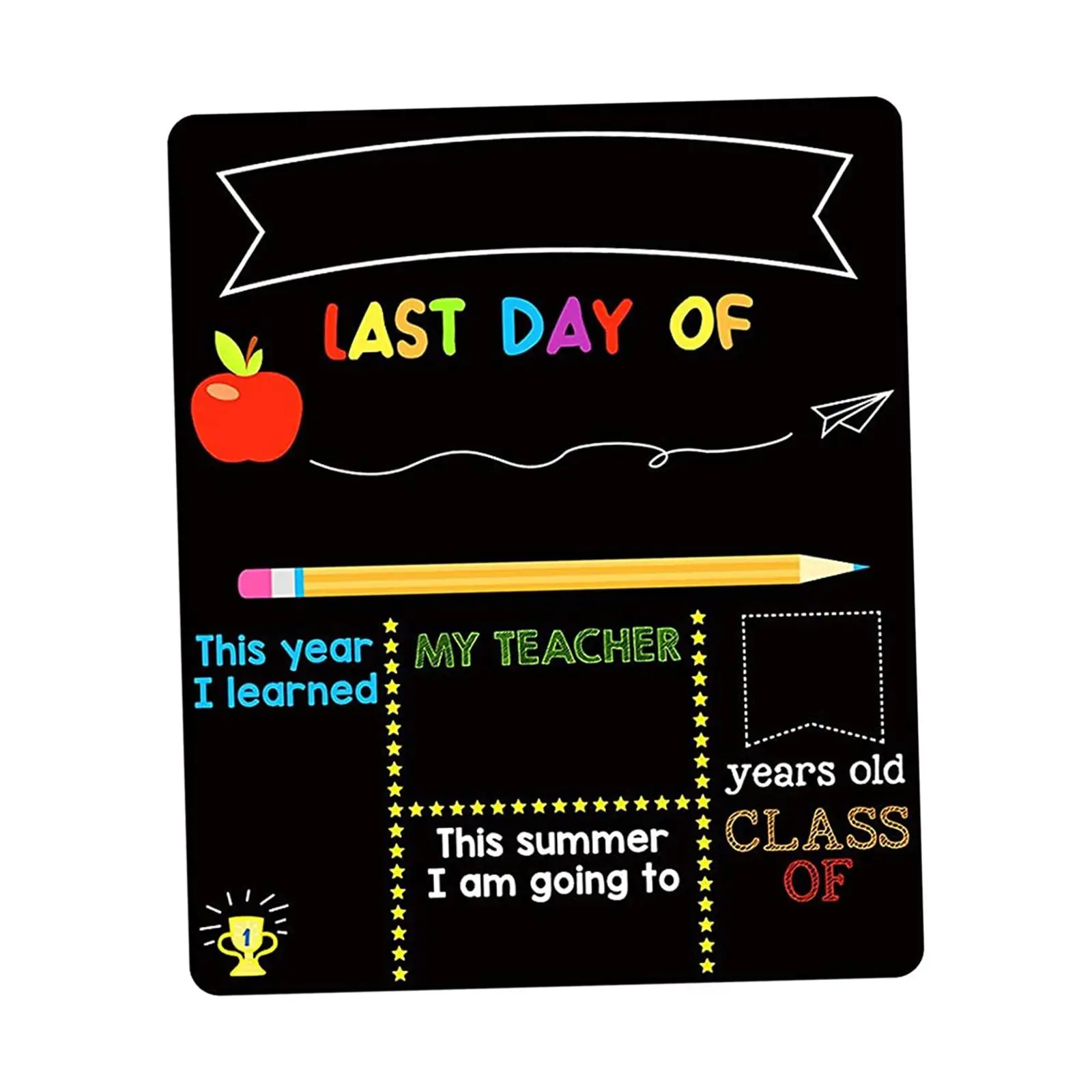 First and Last School Day Board Sign Wooden Back to School Chalkboard Sign for Kindergarten Nursery Household School Children