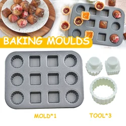 6/12Cups Cake Mold Mini Egg Tart Bread Burger Muffin Cupcake Mold For Household DIY Dessert Baking Pan Oven Trays Cake Tools