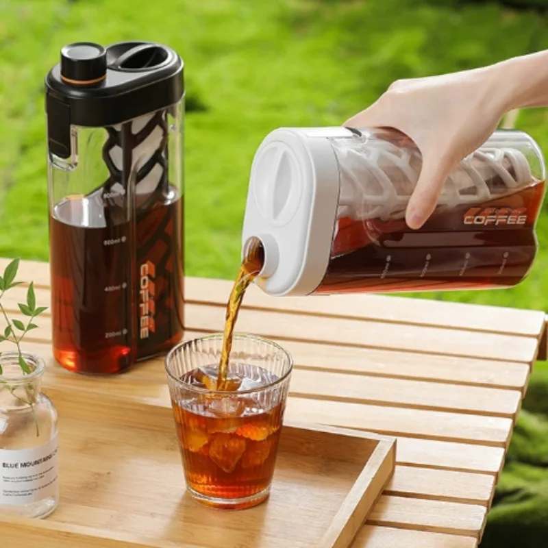 800ML Cold Brew Press Type Iced Tea Infuser Pitcher Tea Maker 350 Mesh Fine Summer Portable Coffeeware Pot Manual for Kitchen