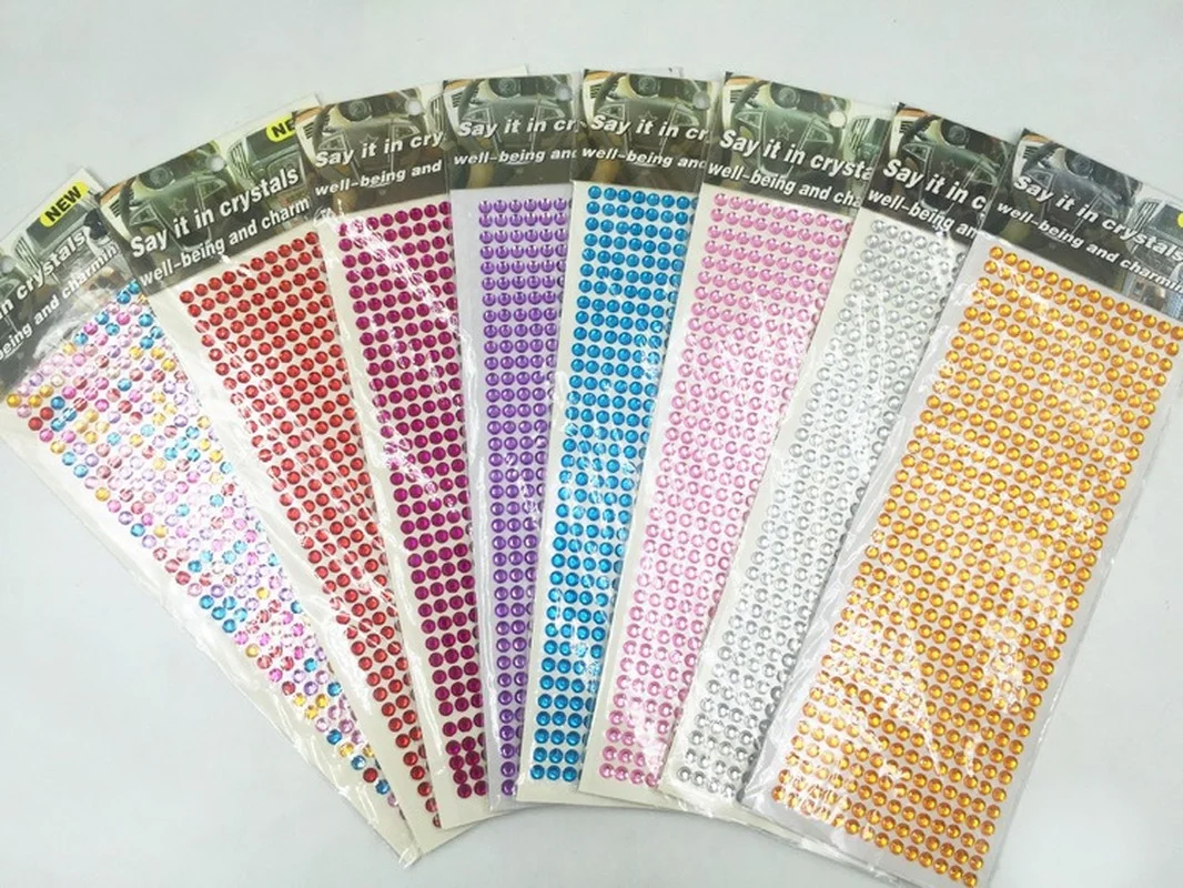 1040/900Pcs/sheet Rhinestone Crystal Stickers Self Adhesive Mobile Phone Car Decor DIY Craft Decals Scrapbooking Stickers