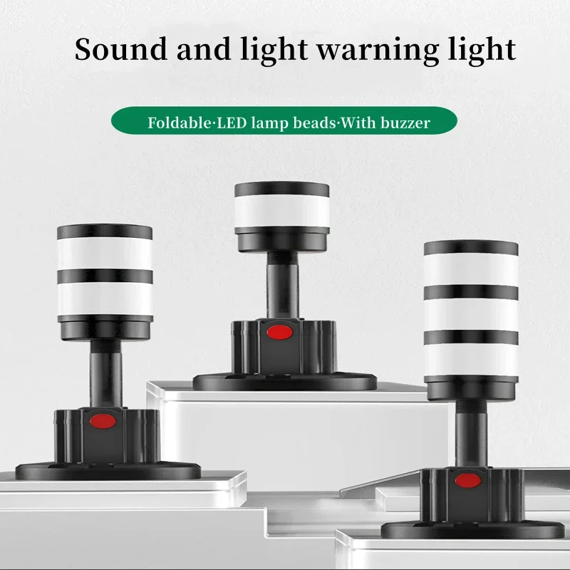 Black 24V Industrial Signal Tower Safety Stack Alarm Light Led Multilayer 90° Foldable Buzzer Caution Warning Lamp For Machines