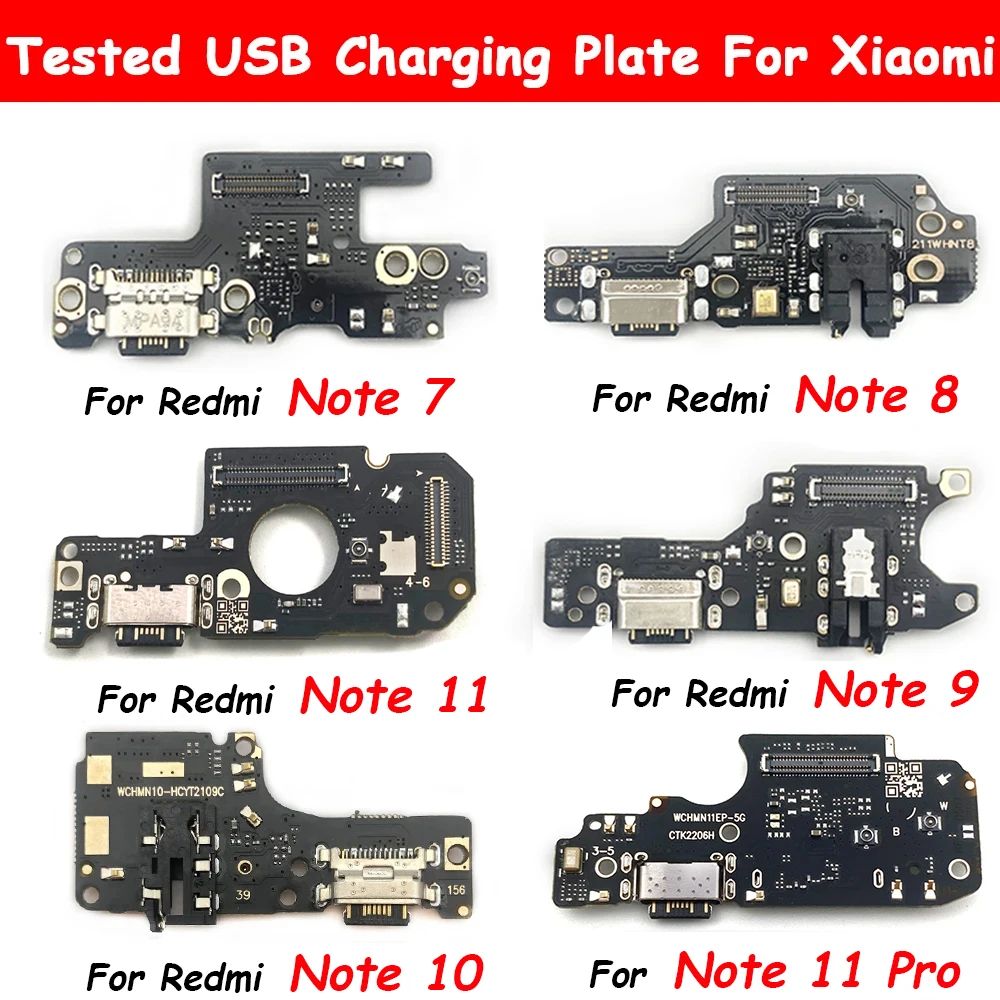 

USB Dock Connector Charging Port Flex Cable For Xiaomi Redmi Note 5 5A 6 7 8 9 Pro 8T 9S 10 Pro Charger Board With Mic Module