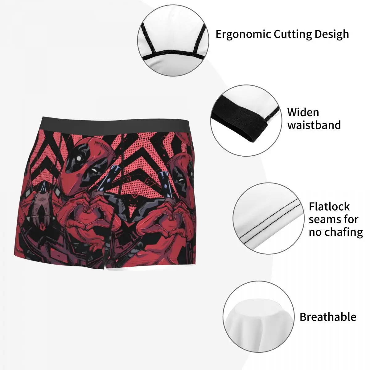 Custom Deadpool Hand Heart Boxers Shorts Mens Briefs Underwear Cool Underpants