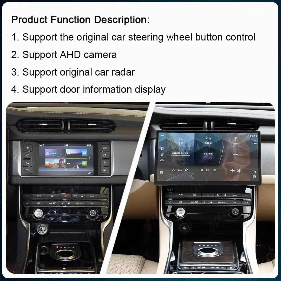 Ls Jy 13,3 pulgadas Android 13,0 Radio de coche estéreo Auto para Jaguar Xf Xfl f-pace 2016-2019 inalámbrico Carplay Auto Gps Navi