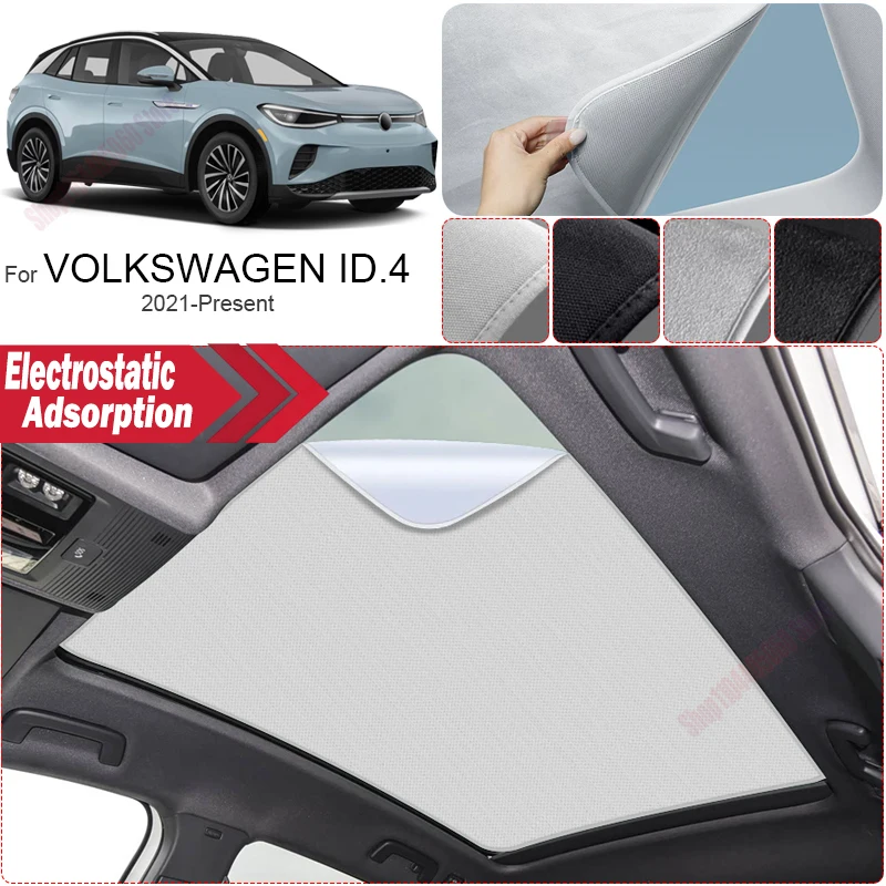 For VOLKSWAGEN ID.4 2021-Present Auto Suede Anti-UV Electrostatic Adsorption Sunshade Sunroof Heat Insulation Skylight