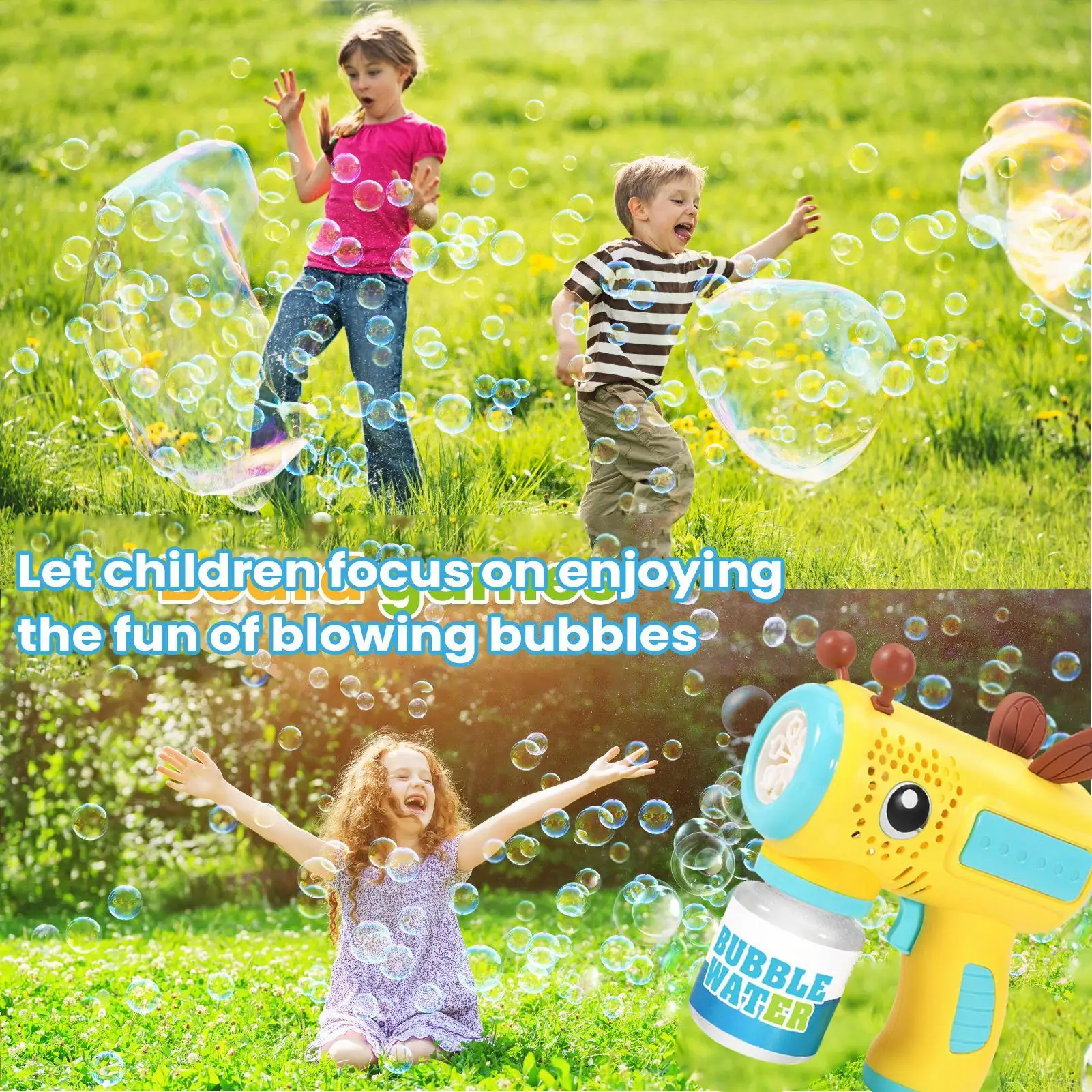 Seifenblasenmaschine, Cartoon-Bienen-Design, Sommerspielzeug, automatisches Seifenblasenspielzeug für Party, Geburtstag, Hochzeit, Halloween, Spielen im Freien, Hinterhof