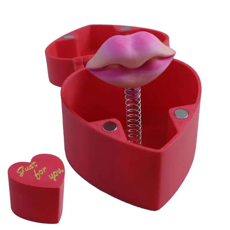 Red Lips In A Box Surprise Pop up Gift Creative 3D-Printed Novelty Prop Funny Prank Surprise Toy Valentines Day birthday gift