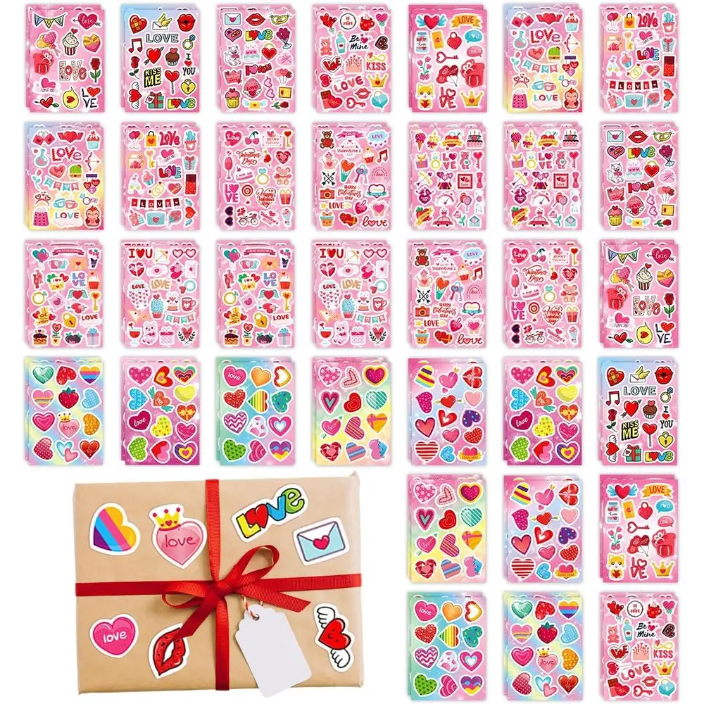 

1006 шт. (64 листа) наклеек ко Дню святого Валентина для детей, наклейки-сердечки или декоративные элементы для поделок, наклейки для подарочных пакетов или открыток