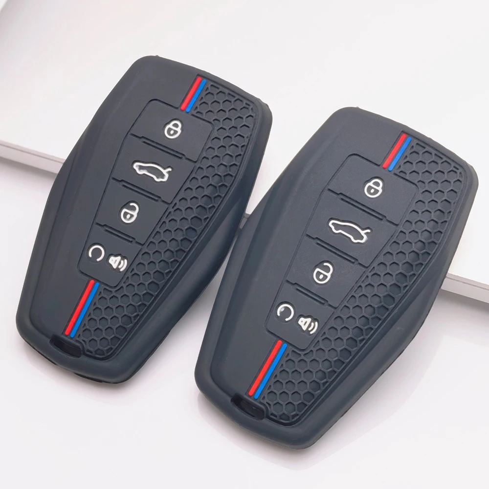 Honeycomb Silicone Car Key Fob Cover for Geely Emblem Coolray Emgrand GT GS S Manjaro Atlas Pro Shockproof Key Fob Cover