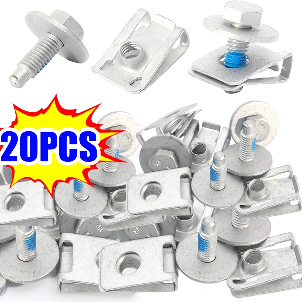 

M6 Винты подкрытия двигателя автомобиля Болт с шестигранной головкой и шайбой из углеродистой стали Универсальный комплект креплений для панели кузова автомобиля