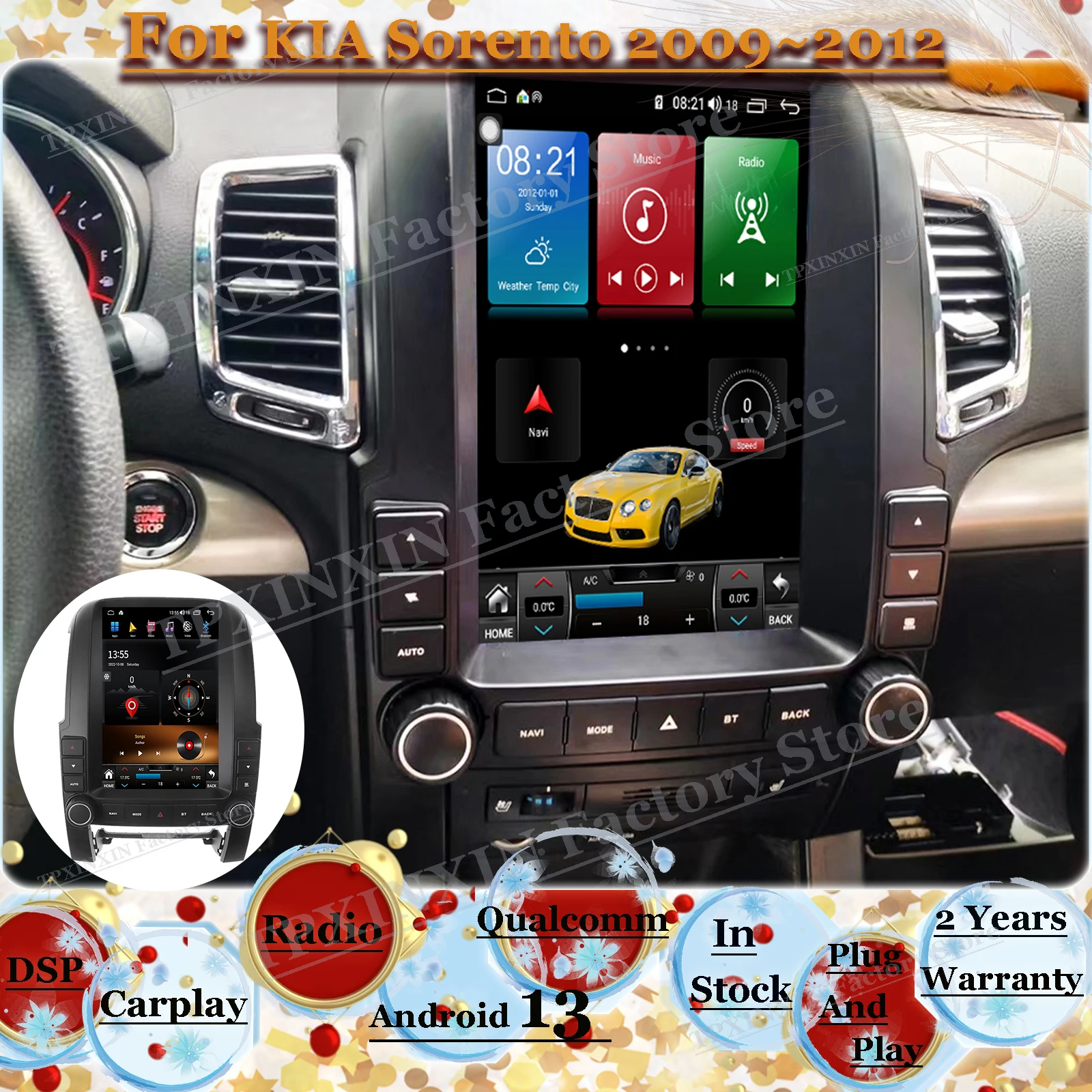 Radio Coche With Android Auto For KIA Sorento 200~2012 Car GPS Navigation Player Automotive Multimedia Vertical Screen Head Unit