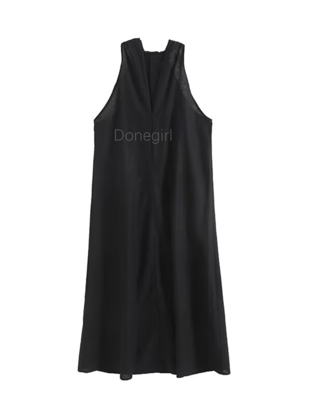 Donegirl elegantes Kleid ärmelloses Roben kleid mit V-Ausschnitt neues Sommer Damen lässig locker bequemes Vintage Party kleid