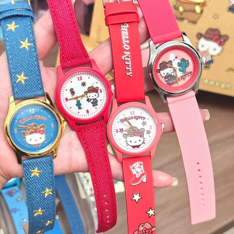 Anime Figure Sanrio Hello Kitty Blind Box Toys Cowboy Busy Series Watch Electronic Watch Collection Decoration Birthday Gifts