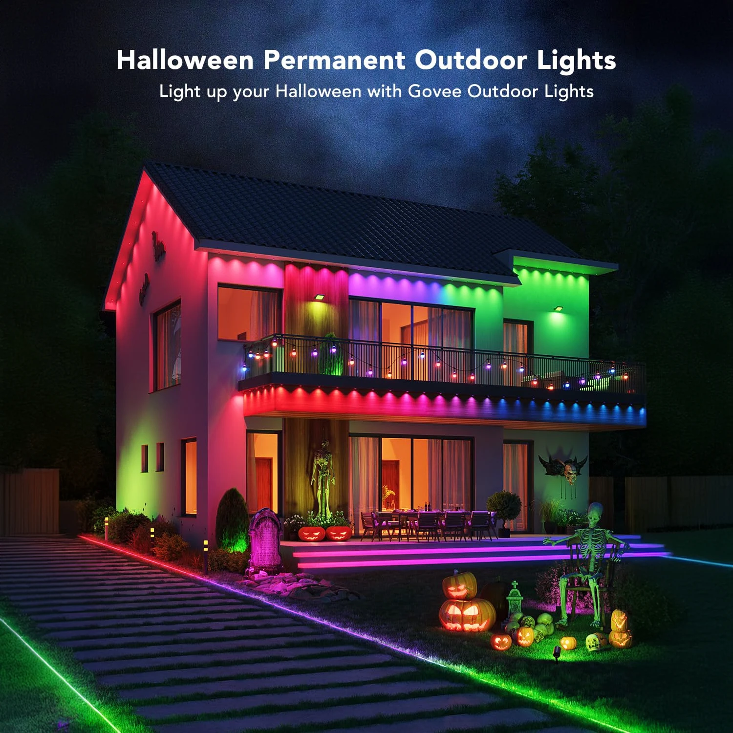 RGB IC Eaves LED Lights Permanent Outdoor Lights String APP Bluetooth Light Strip Scene Modes Full House Party Wedding Light